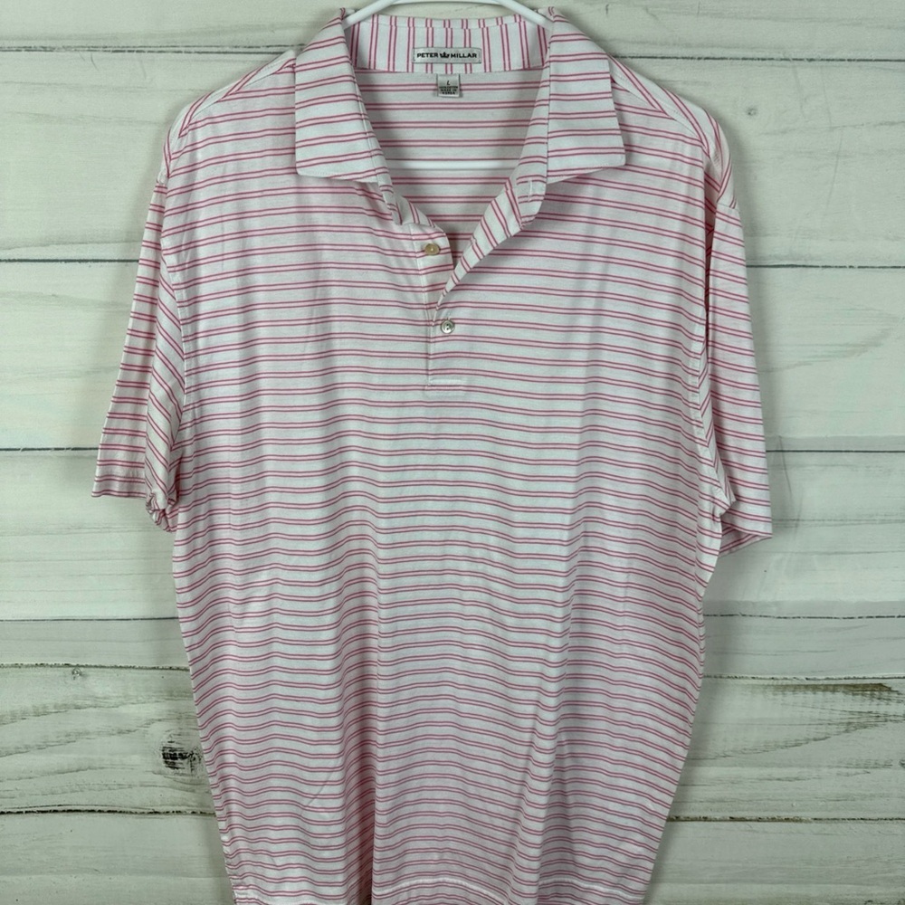 Peter Millar Light Pink and White Polo Shirt
